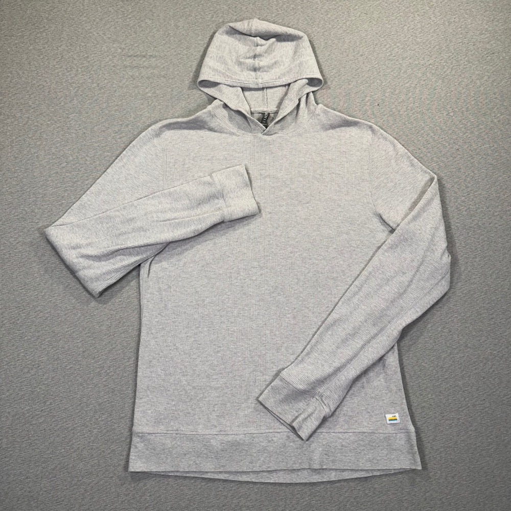 Vuori Waffle Hoodie Mens M Gray Knit Pullover Sweatshirt V247 Thermal